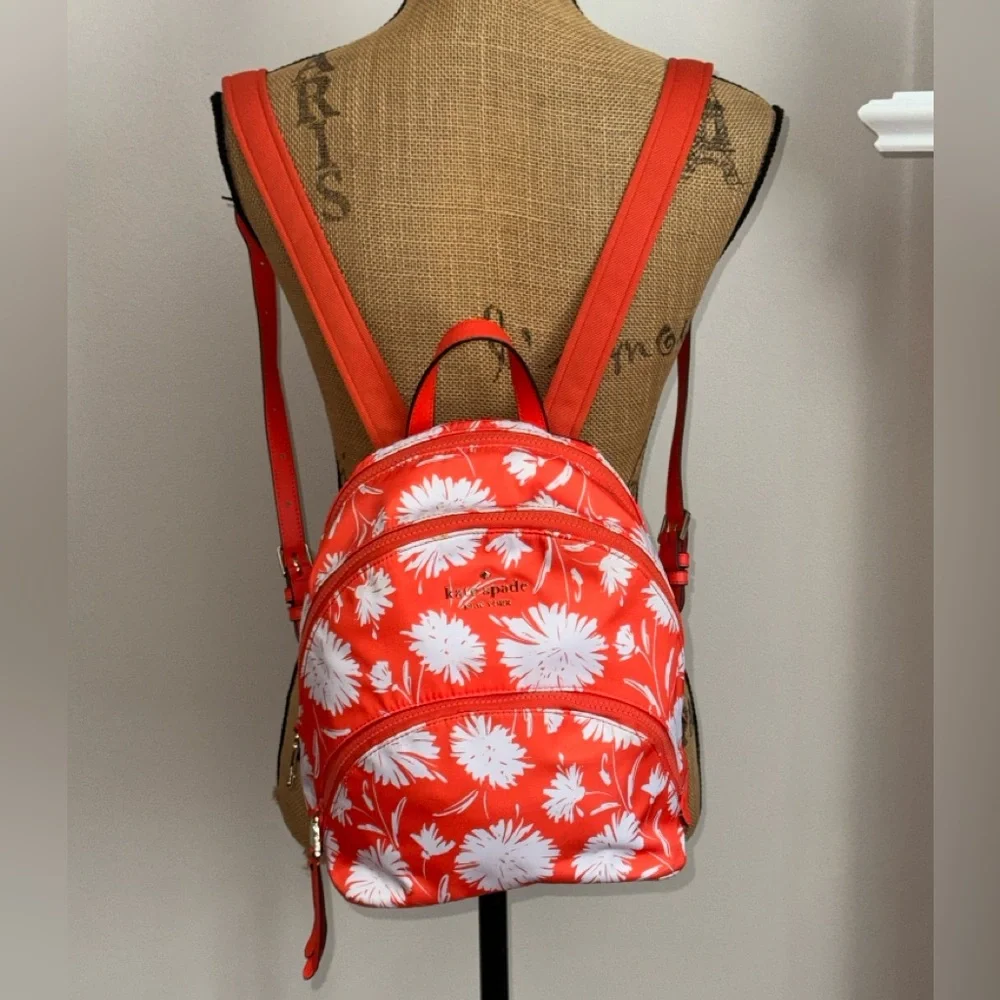 kate spade Orange and White Floral Backpack